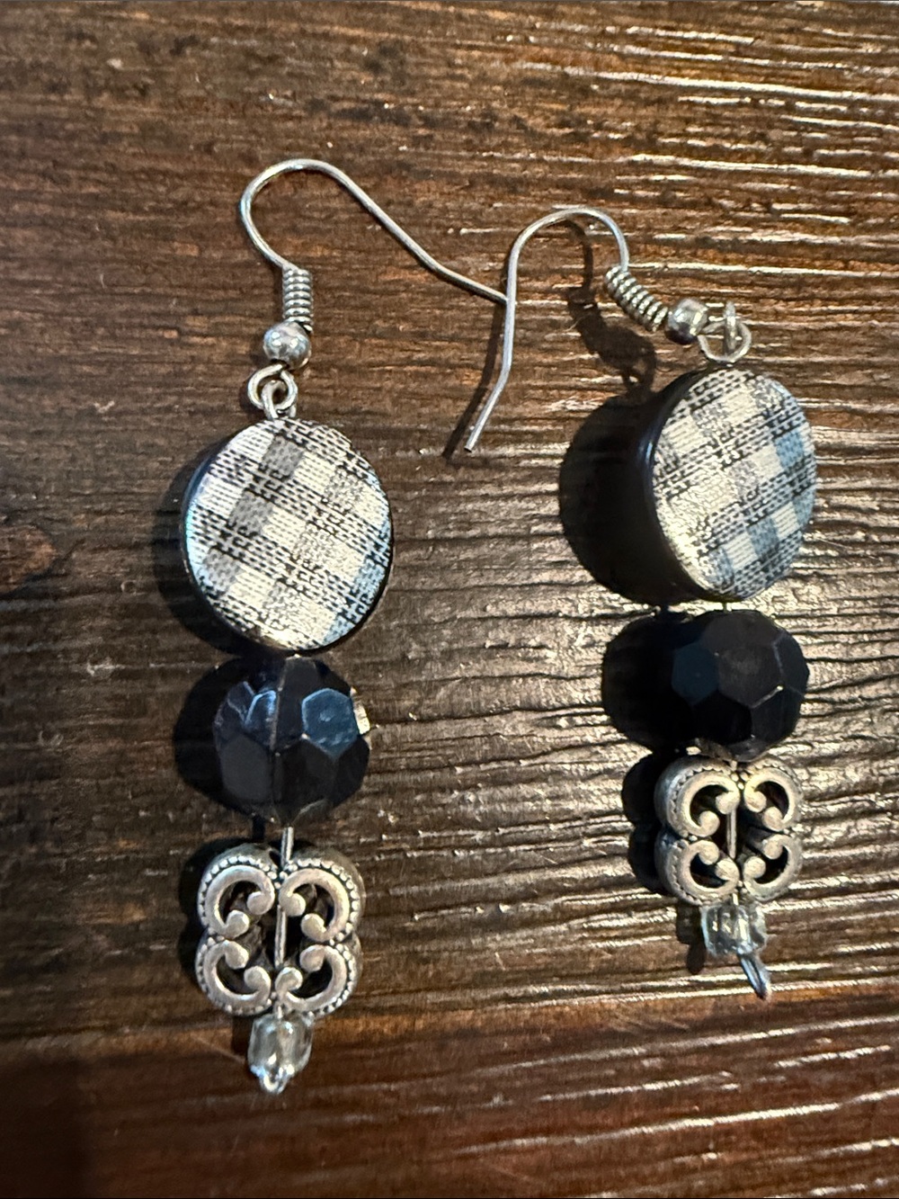 Black and Silver Dangle Earrings - Women Jewelry